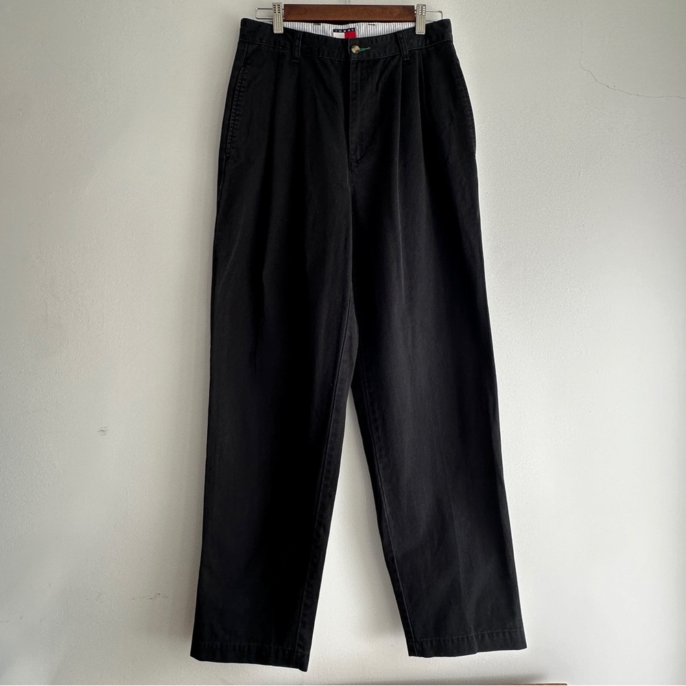 Vintage 90’s Tommy Hilfiger Classic Pleat Front 100% Cotton Black Dress Pants